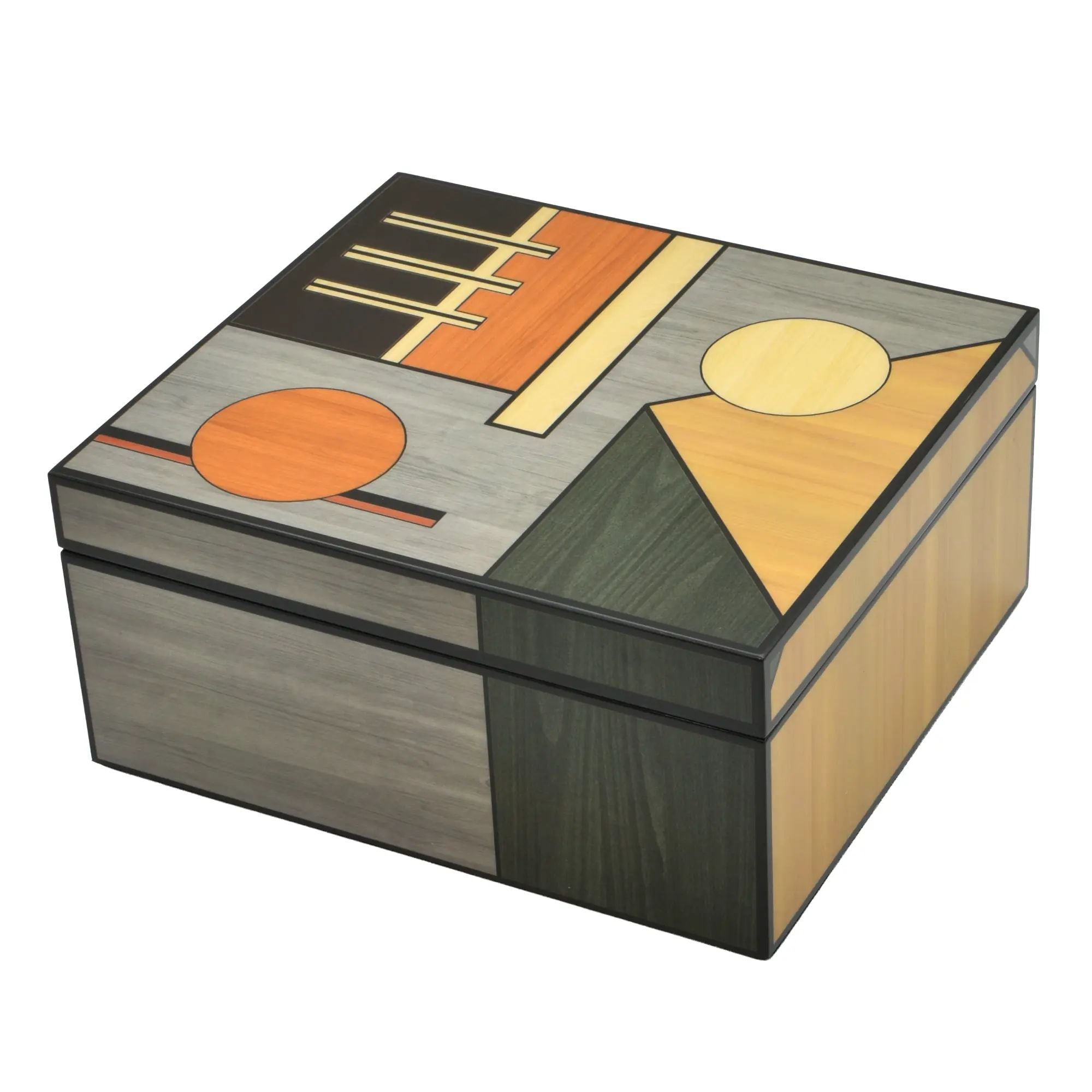 Schmuckbox - Art-Deco-Schmuckkästchen – Edelholz-Intarsien Accessoire-Box – Schmuckdose Orfeo Nan