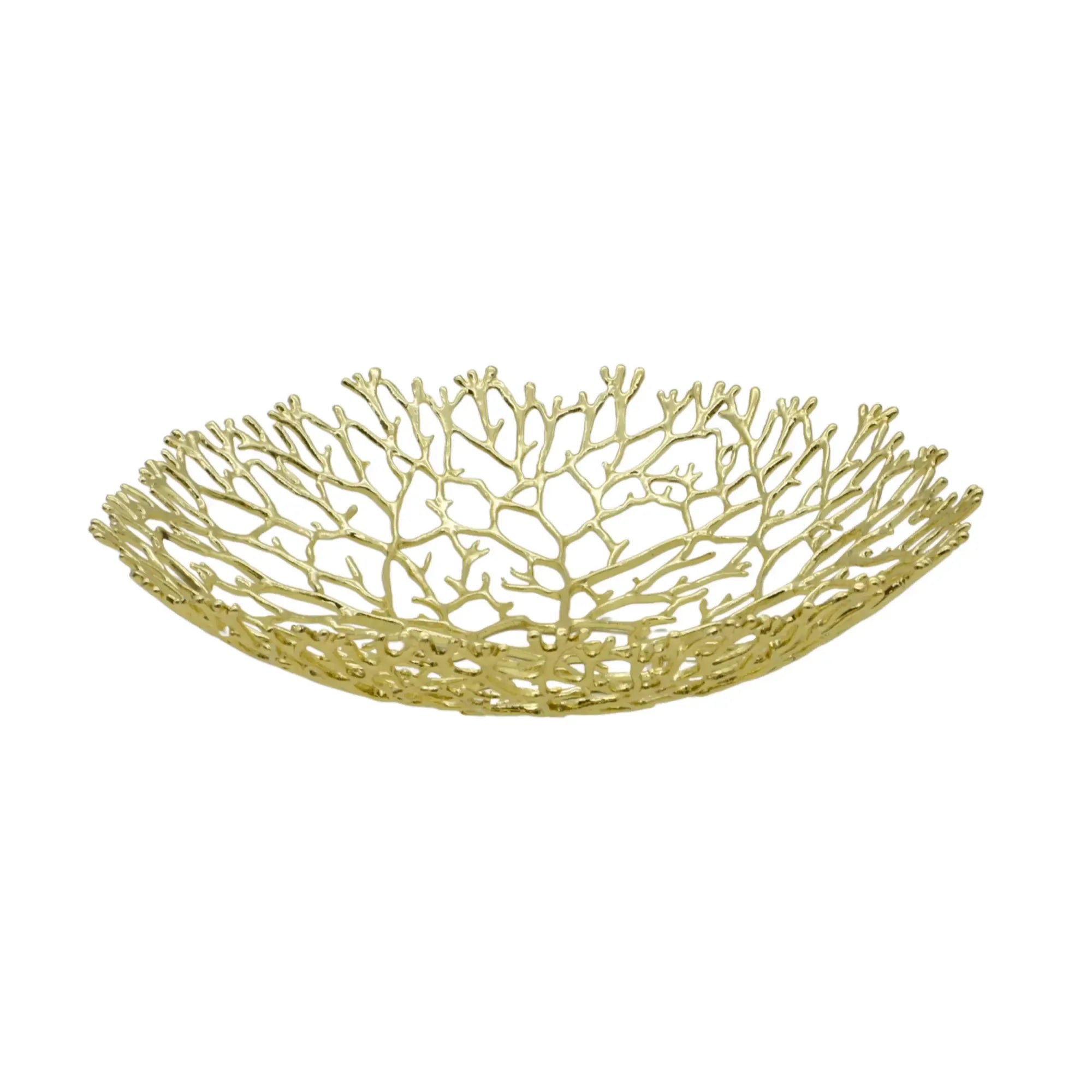Obstschale - Korallenoptik - Edle Runde-Schale Design-Fruchschale Corallo Bowl Groß Gold