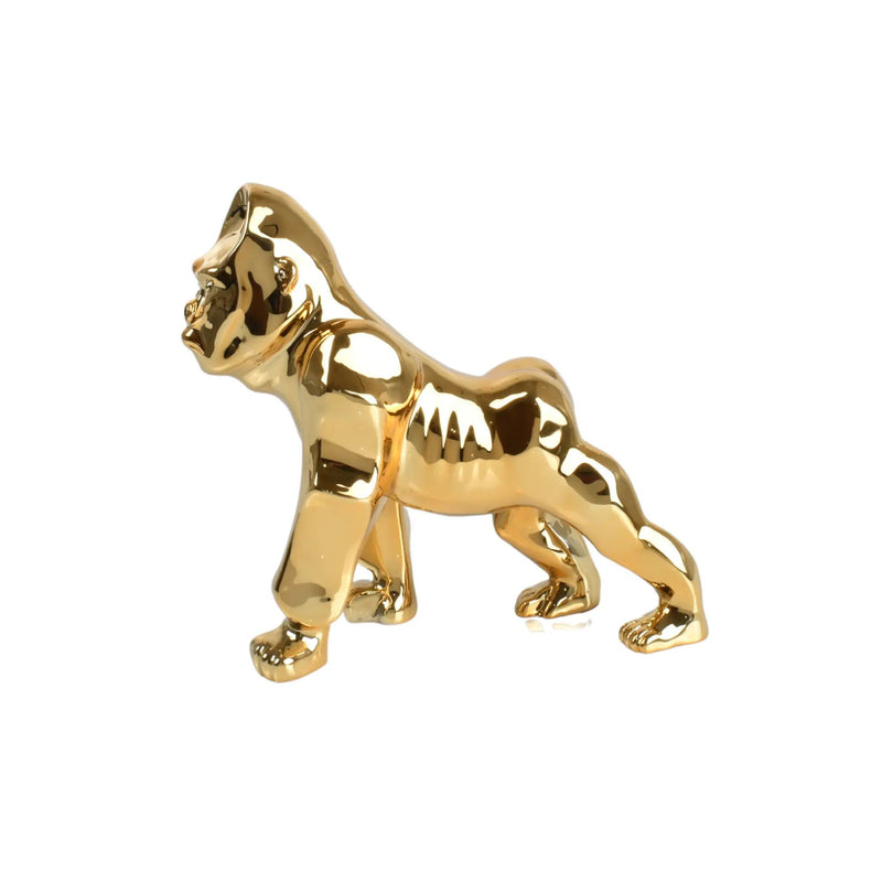 Tierfigur - goldenes Design - Designer Statue Gorilla King Kong