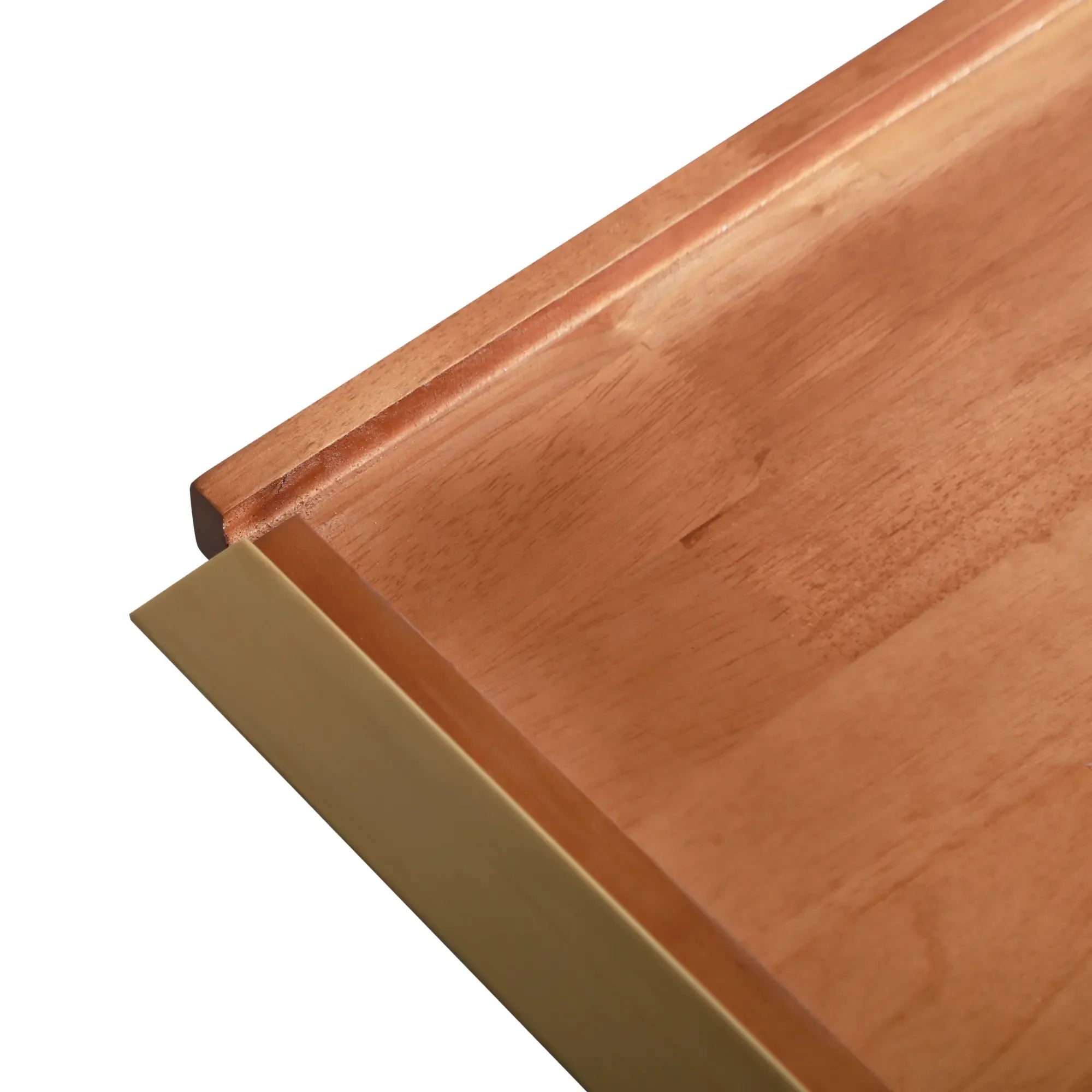 Serviertablett - Walnuss mit Goldgriffen - Edles deko Tablett rechteckiges Holztablett Plateau Doré