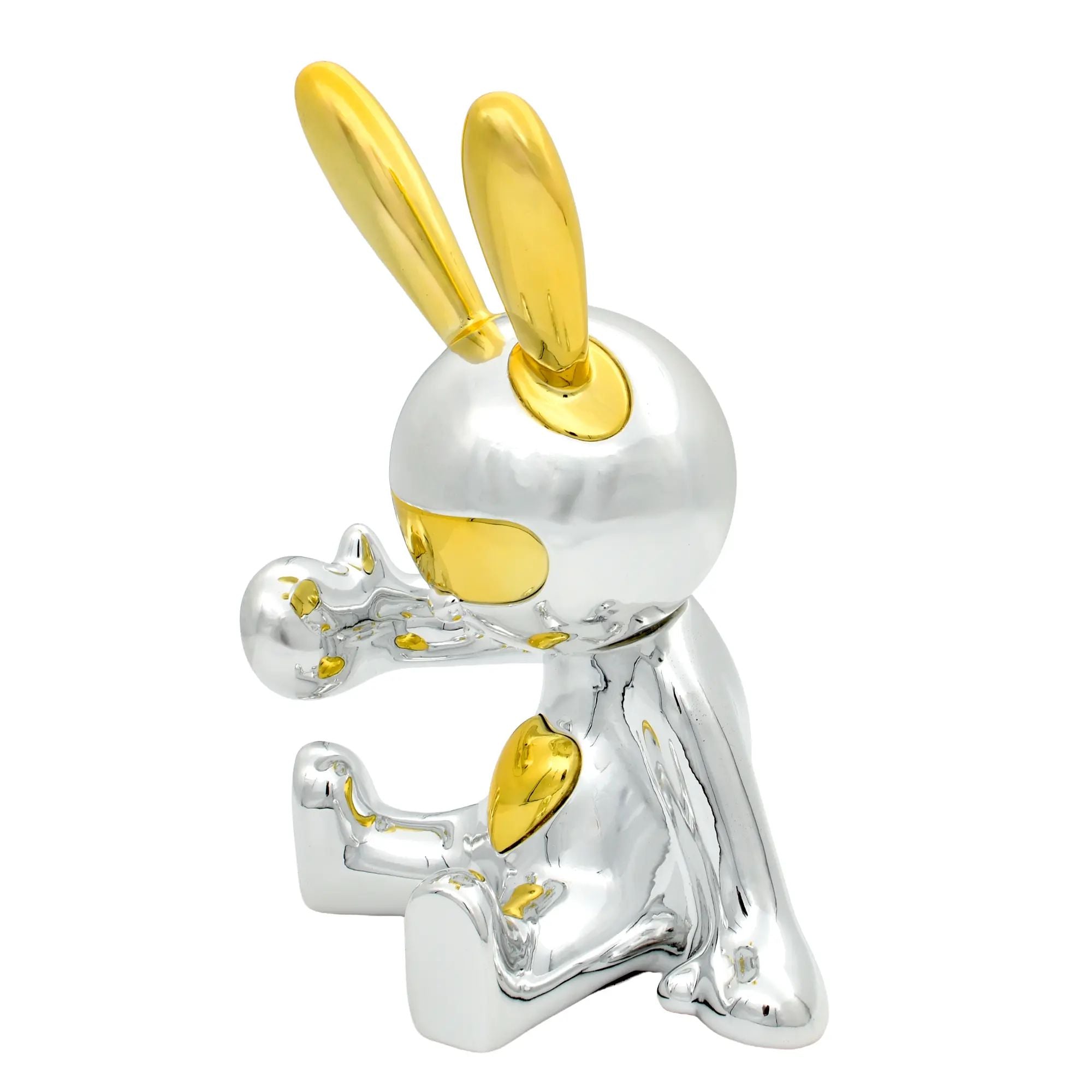 Cartoonfigur - Skulptur spiegelpolierte Hasenfigur – Cartoon Dekofigur – Pop-Art Dekoobjekt Lapin Aurum Nan