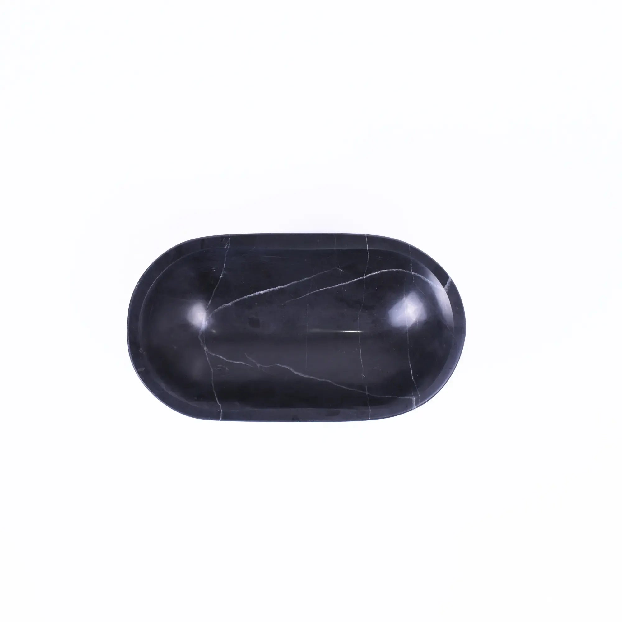Marmorschale - oval mit Fuß - Massive Steinschale Design Deko-Schale Obsidian Tray Default Title