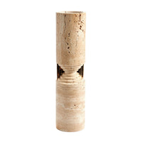 Dekovase - mit Goldakzenten - Große Natursteinvase Travertin Designvase Argos