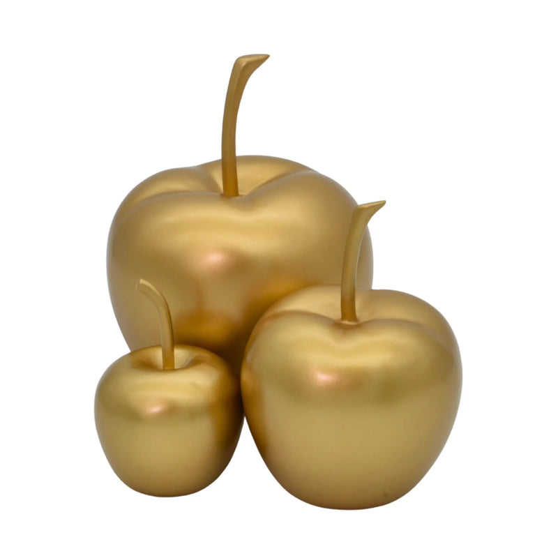 Dekoobjekt - Goldene Apfelfigur SET - Skulpturale Tischdeko Goldapfel-Set Pomme d’Or