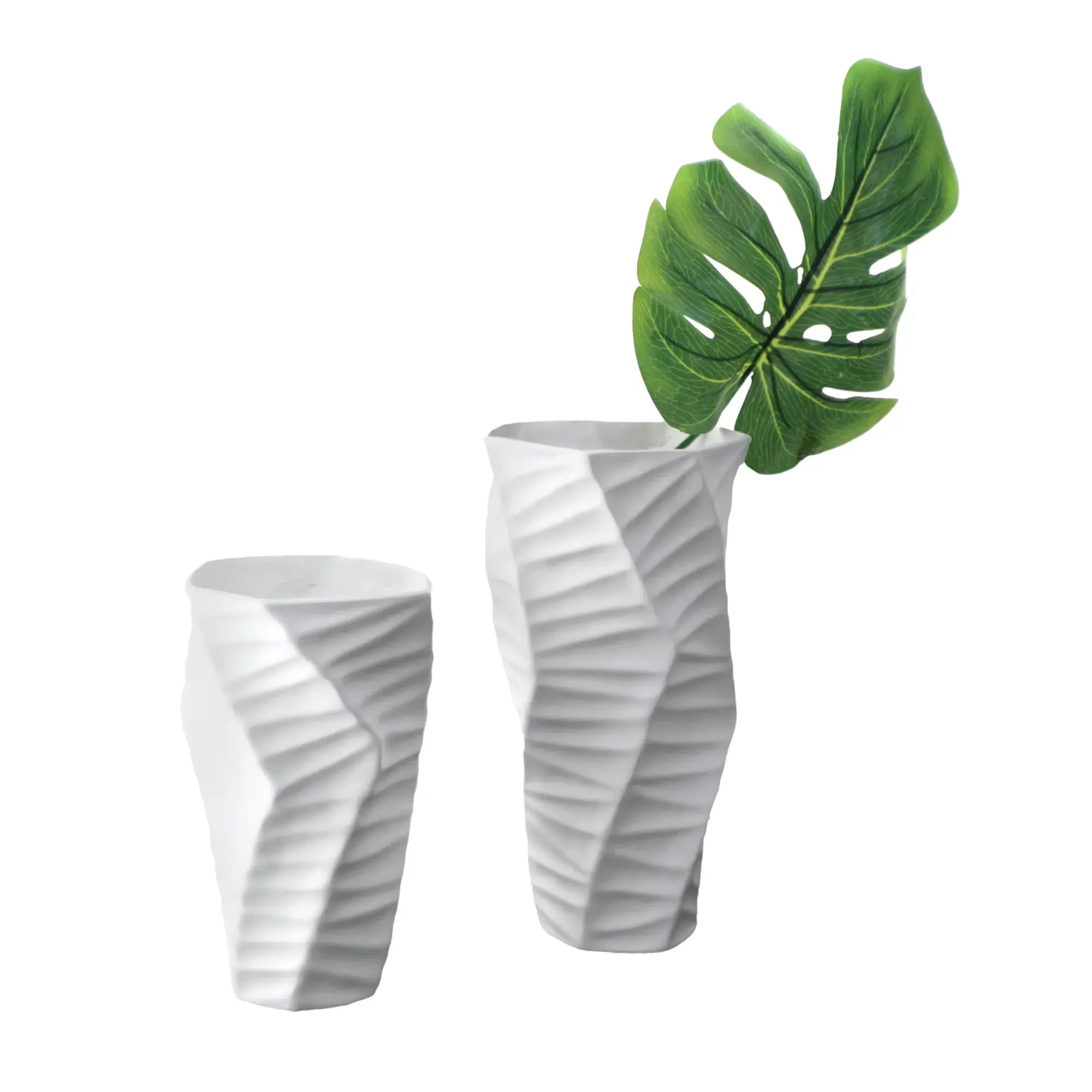 Tischvase - Keramikoptik - Große Standvase Struktur Wellenvase Vasi Duo