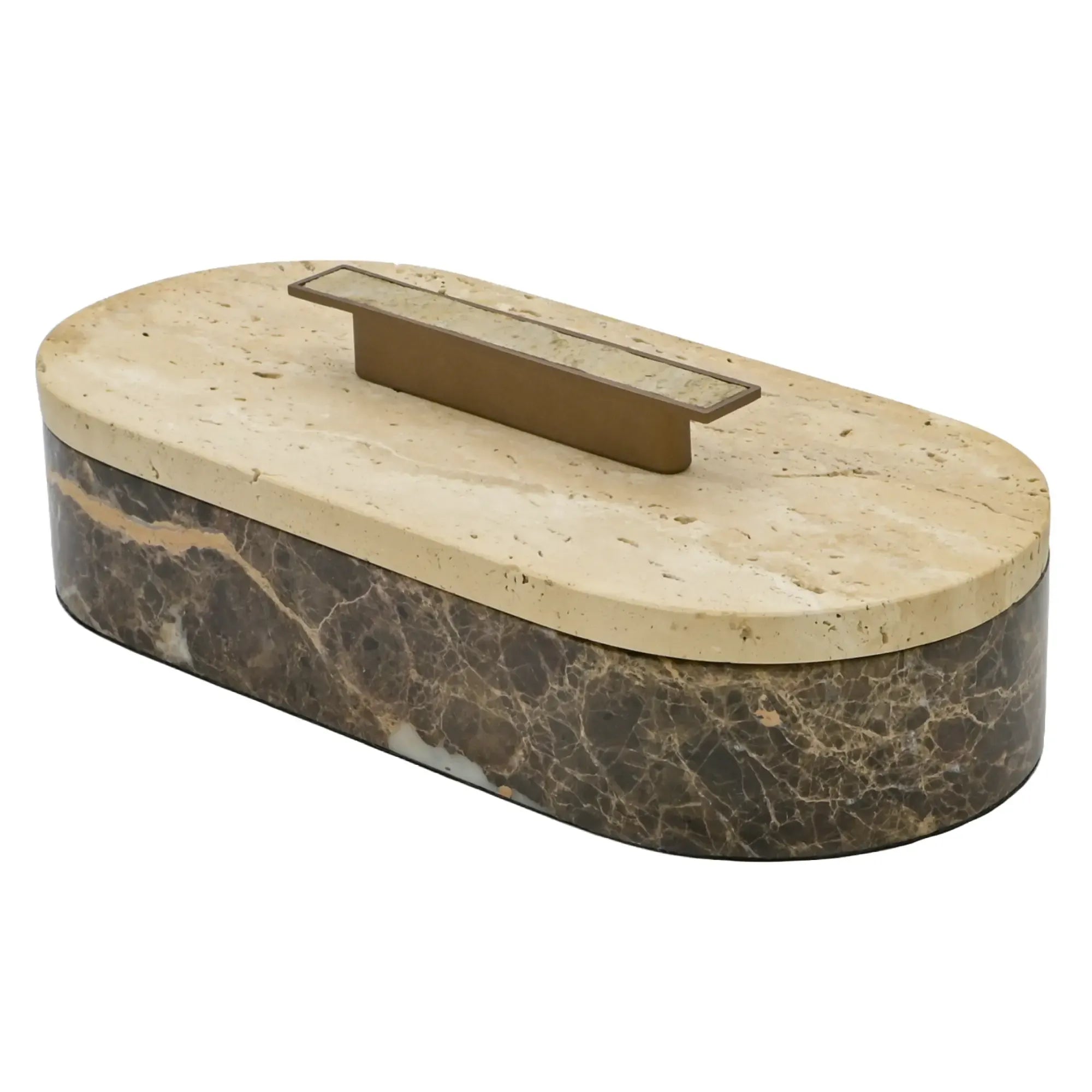 Marmordose - oval mit Deckel - Marmor-Schmuckkästchen schöne Box Roma Duo Groß