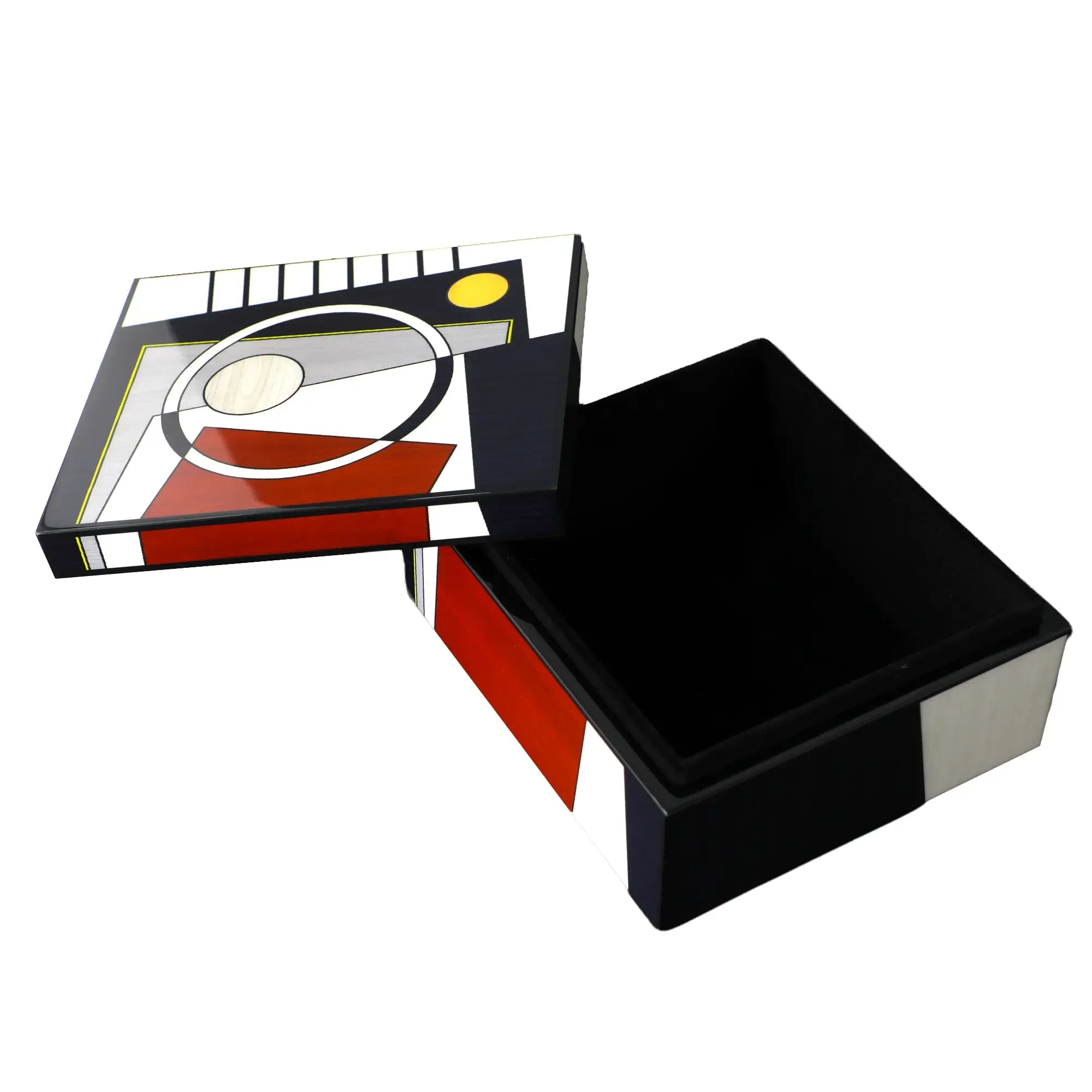 Schmuckbox - Schmuckdose grafisch – lackiertes Holz mit Harzintarsien – Art-Déco Design Orphée Nan