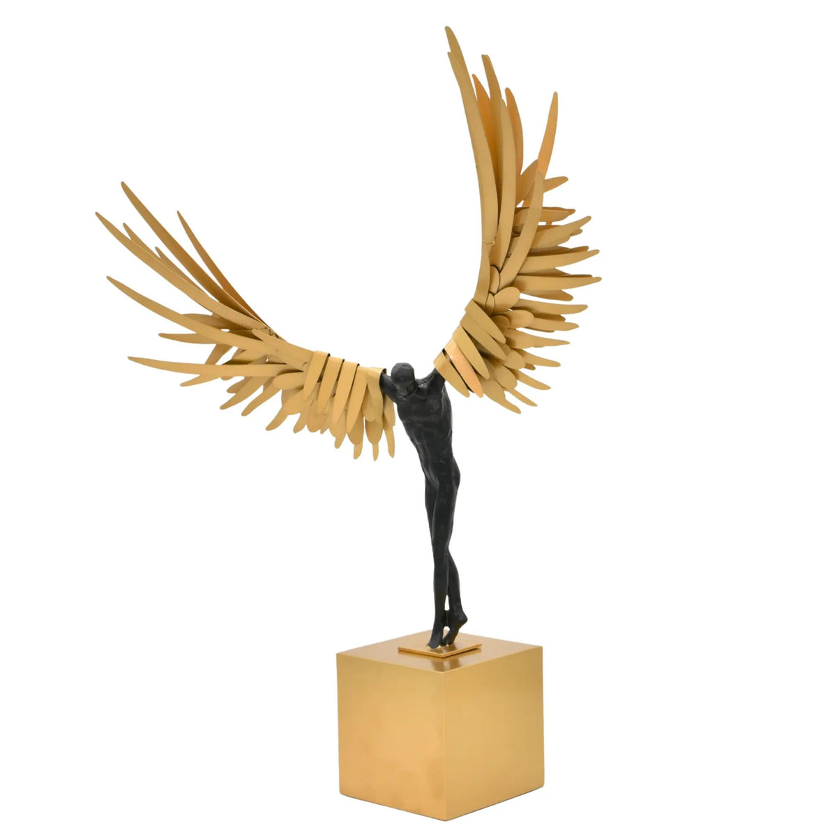 Dekoskulptur - mit Goldflügeln - Luxus Dekofigur Engel Deko-Skulptur Eterna Flügel