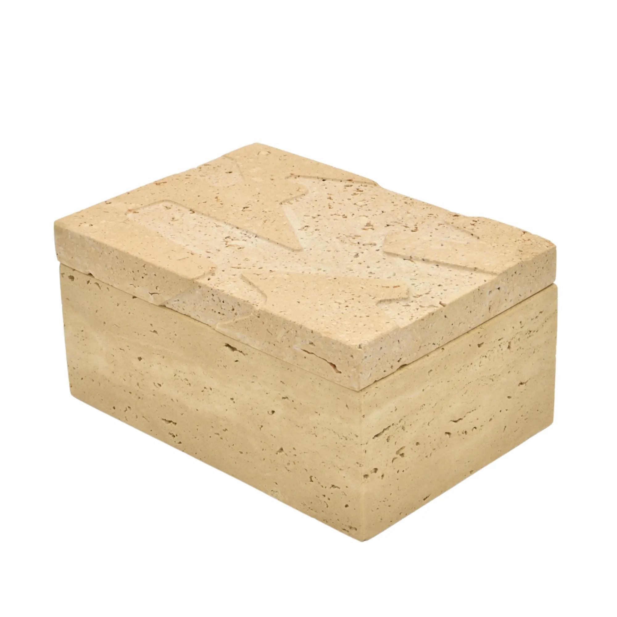 Aufbewahrungsbox - Schmuckdose aus Naturstein - Minimalistische Steinbox Boîte Travertin Épure Klein