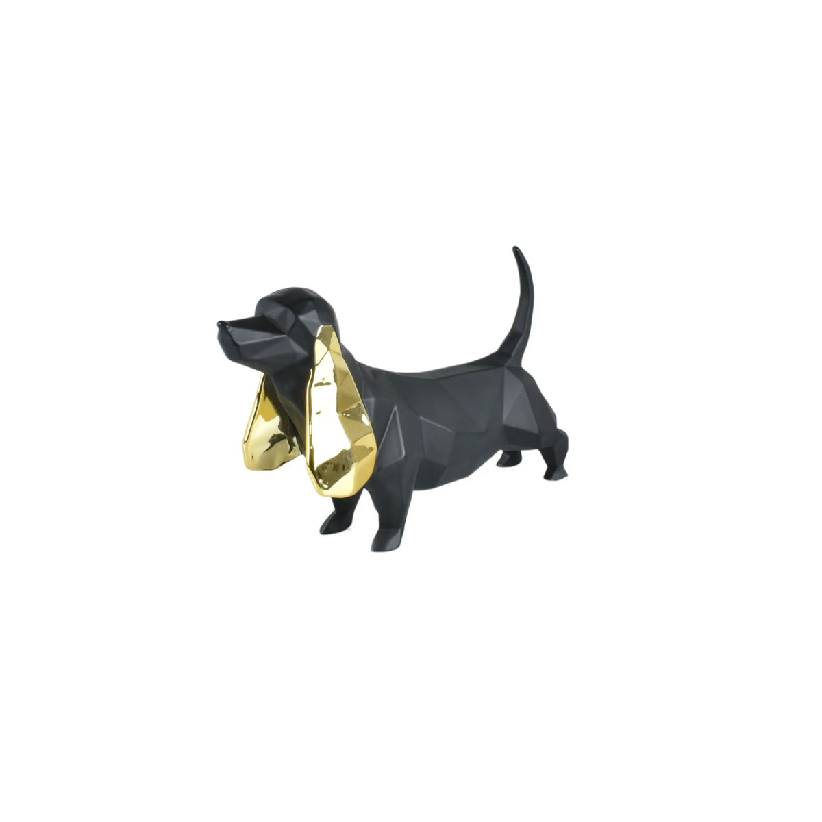 Tierfigur - Dackel - Hundfigur eckig mit Gold oder Roten ohren Teckel