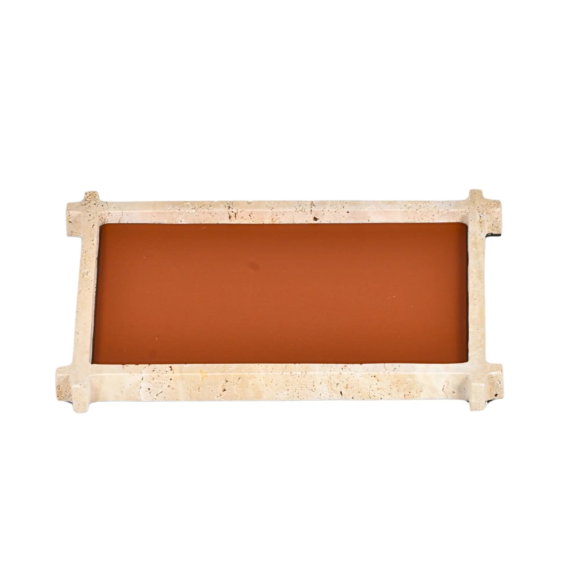 Marmortablett - Elegantes Servier- und Ablagetablett Travertino Cuir Quadrato Nan