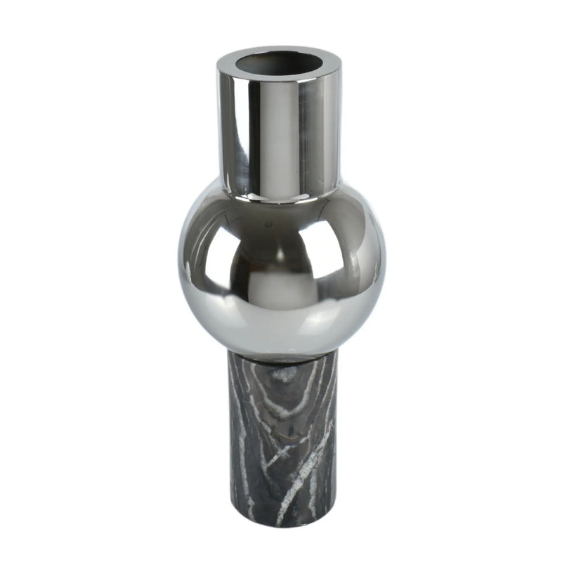 Vase - mit Marmorgestell - Runde Tischvase Edelstahlvase Fatroly