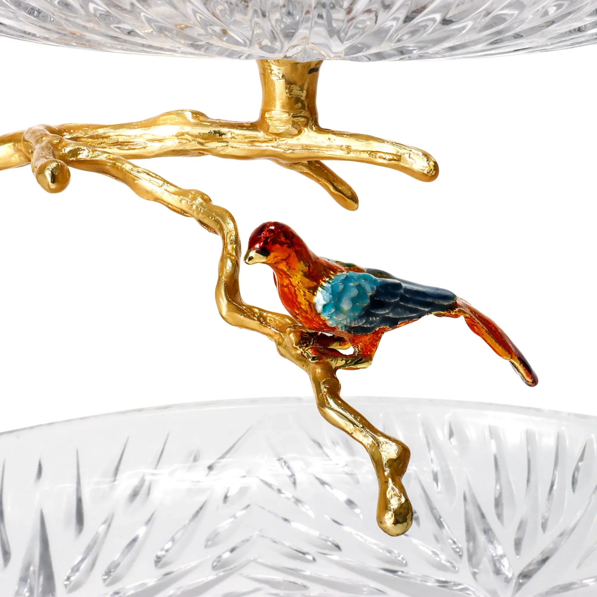 Dessertetagere - zweistufig Glas - Dessertteller klassische Etagere Vögel