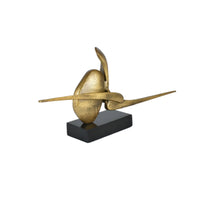 Dekoobjekt - auf Marmorsockel - Goldenes Kunstobjekt Dekorationfigur Abstrakt Momentum