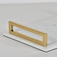 Marmortablett - mit Goldgriffen - Luxus Serviertablett Dekotablett rechteckig Aurora Luxe