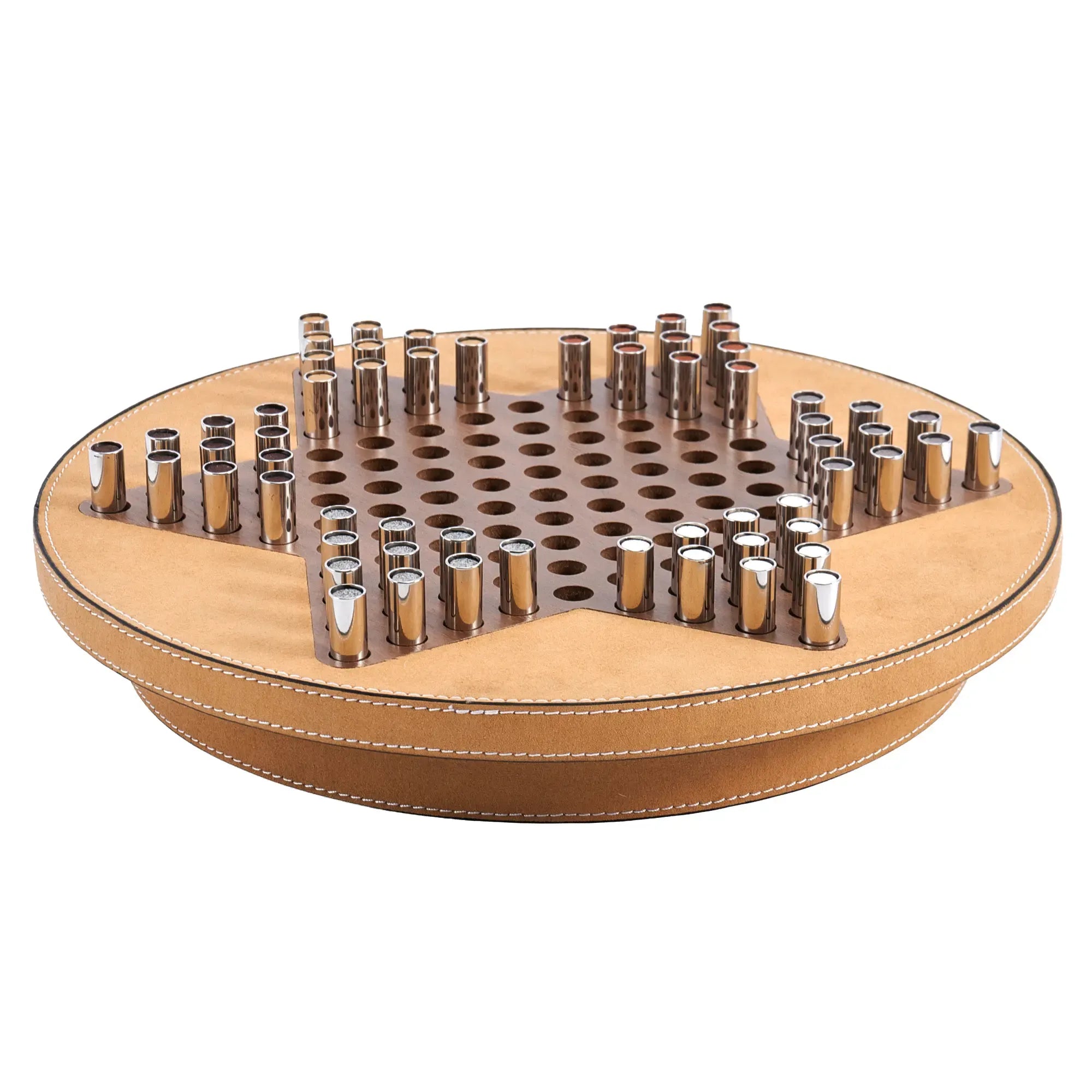 Solitaire-Spiel - Strategiespiel – Leder Brettspiel in Cognac, Chinesisches Schach – Checkers Étoile Nan