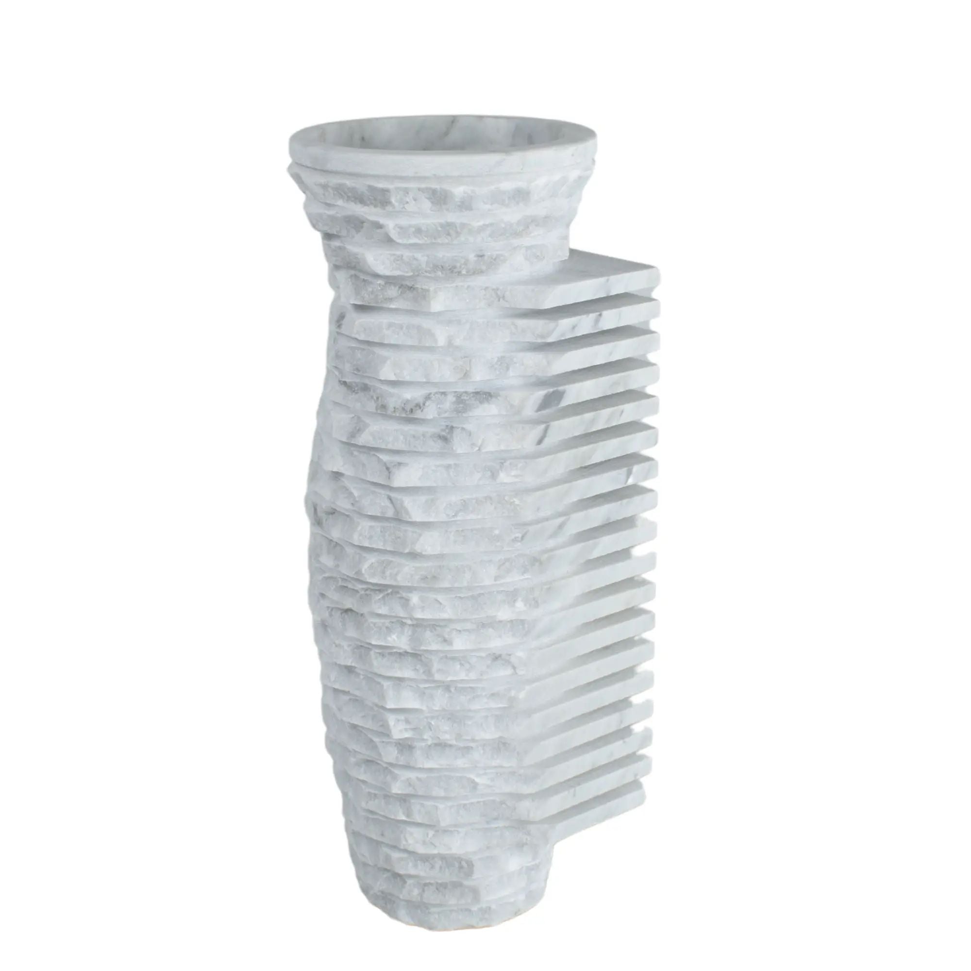 Reliefvase - Asymmetrische Naturstein Vase - Marmor Deko Vase Strata Default Title