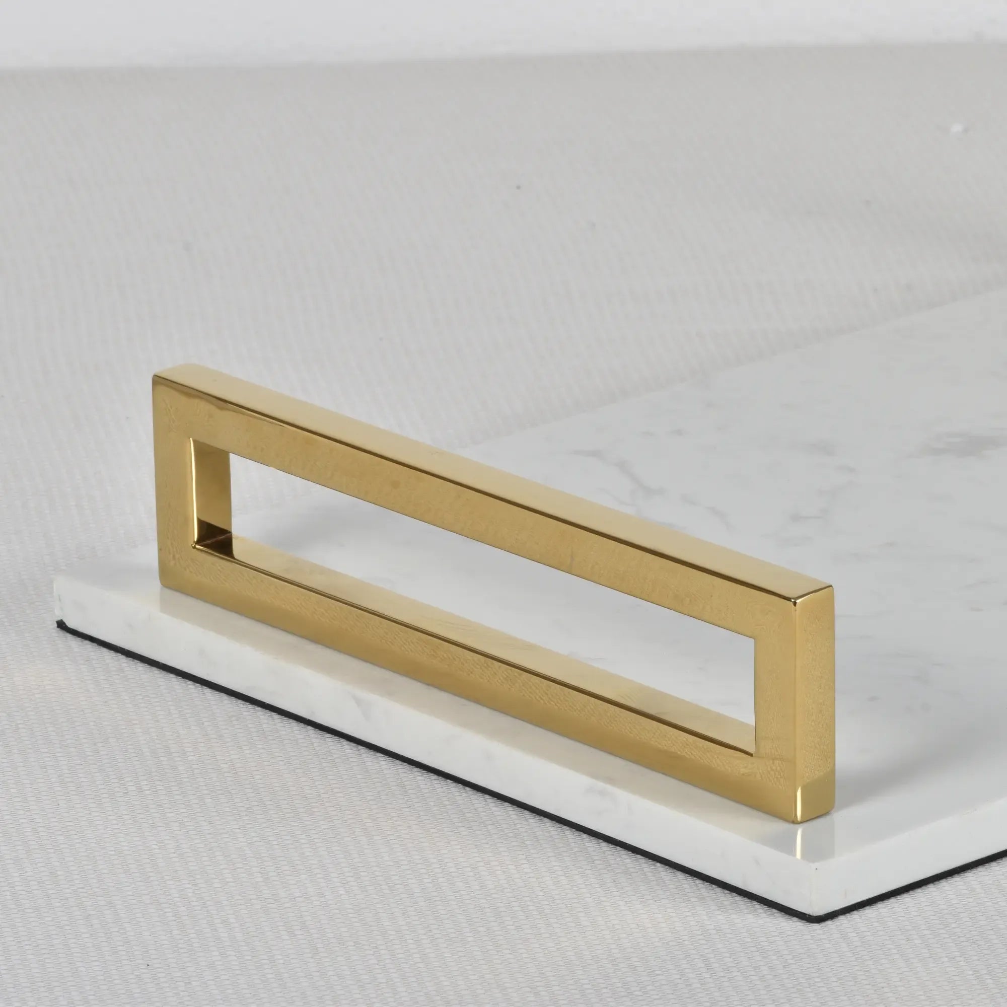 Marmortablett - mit Goldgriffen - Luxus Serviertablett Dekotablett rechteckig Aurora Luxe