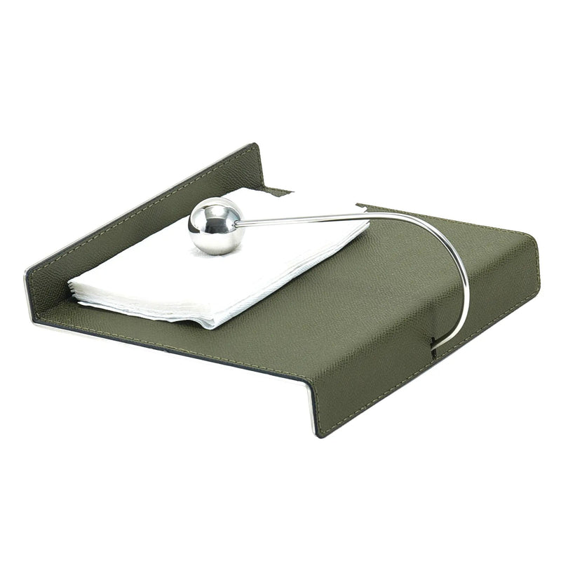 Serviettenhalter - Kunstleder Serviettenablage – Grün mit Edelstahl Kugelhalter – Design-Küchenaccessoire Equilibre