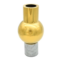 Vase - mit Marmorgestell goldene - runde Tischvase Edelstahlvase Fatroly Goldi