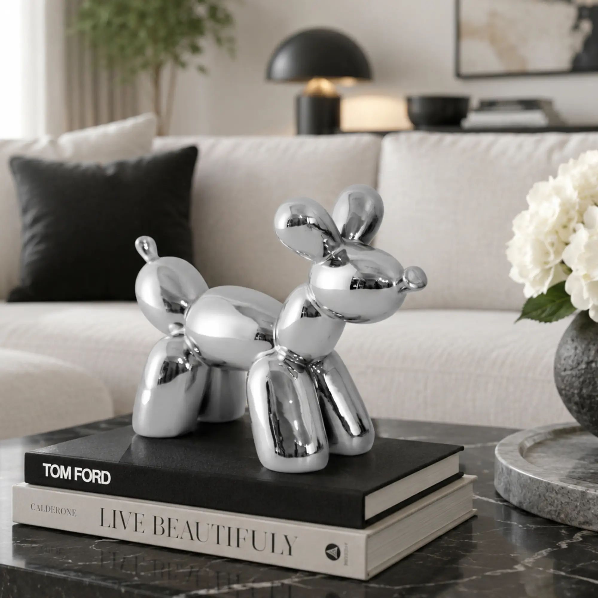 Tierfigur - Skulptur glänzende Ballonhund-Dekoration – Metall Deko-Objekt in Chrom-Optik Ludique Canis Nan