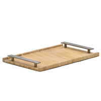 Tablett - Naturstein mit Metallgriffen - Serviertablett – Rechteckiges Marmortablett Servierplatte Aurea