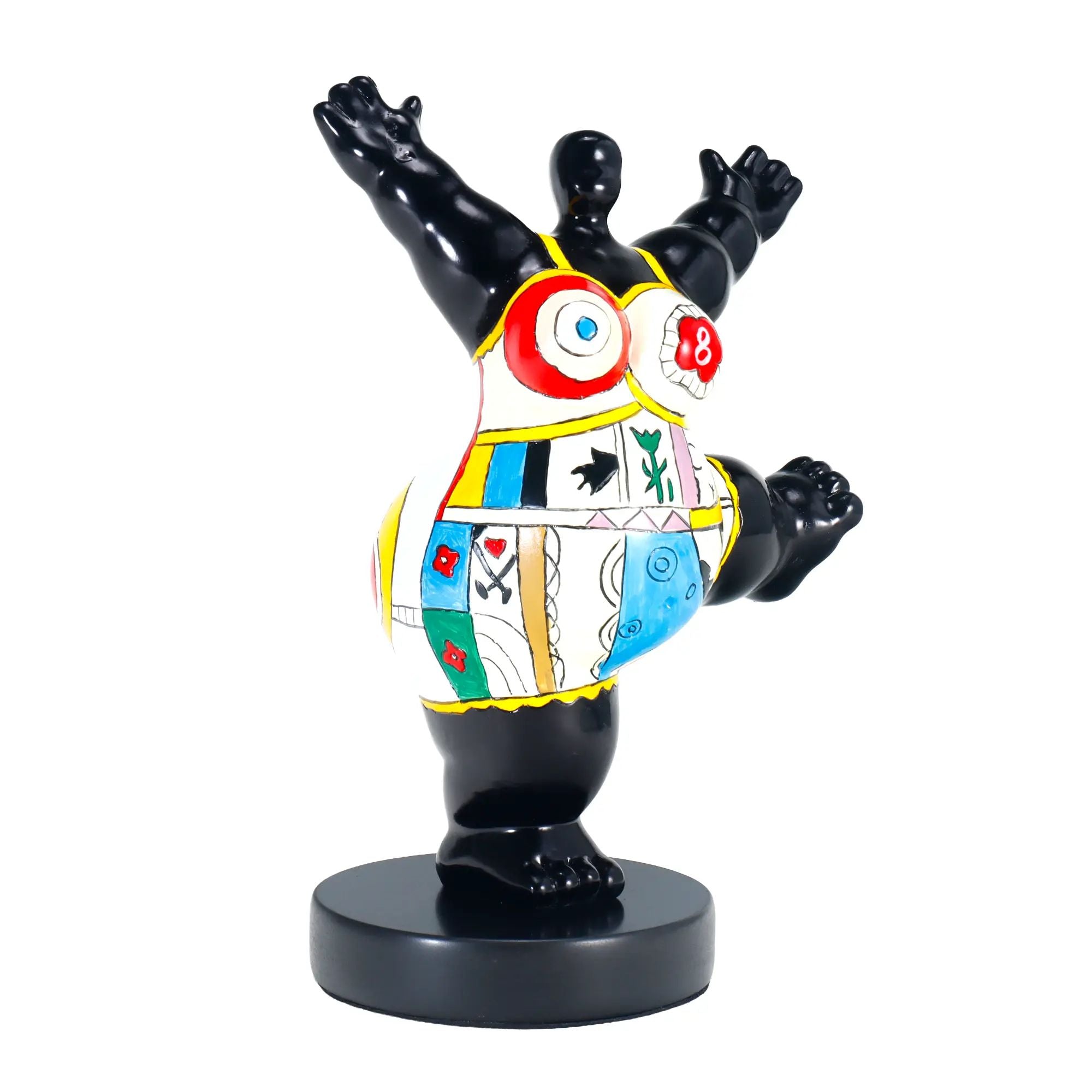 Statue - Skulptur – Abstrakte Pop‑Art Dekofigur aus Kunstharz, handbemalt auf Rundsockel – Danse Joyeuse Nan