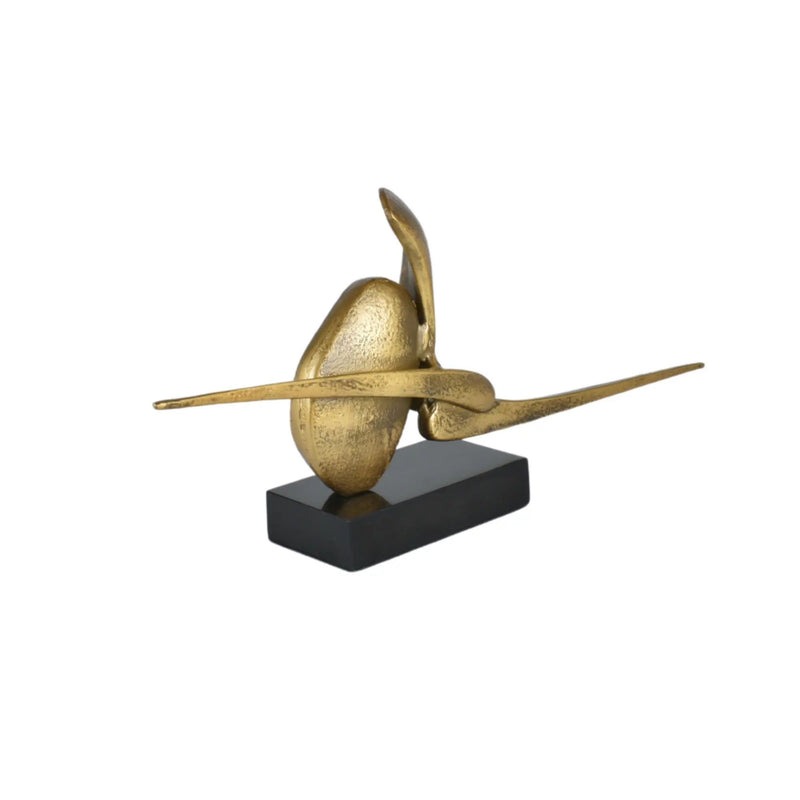 Dekoobjekt - auf Marmorsockel - Goldenes Kunstobjekt Dekorationfigur Abstrakt Momentum