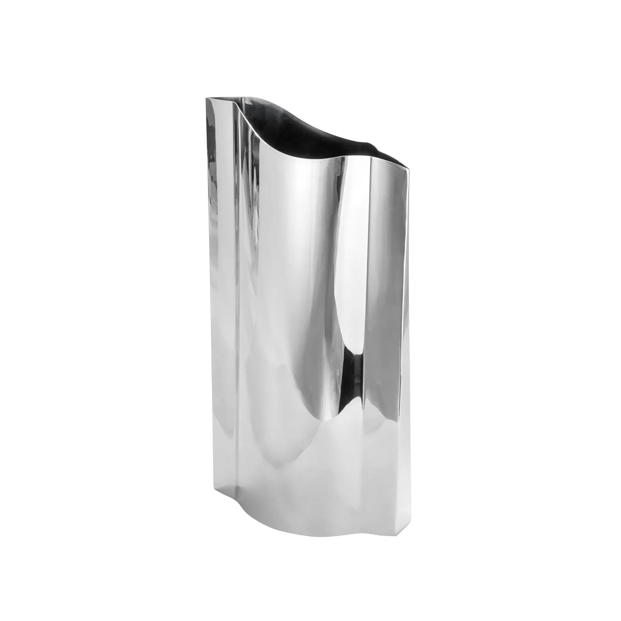 Edelstahlvase - glänzend poliert - Blumenvase Wellenform Mirra Groß