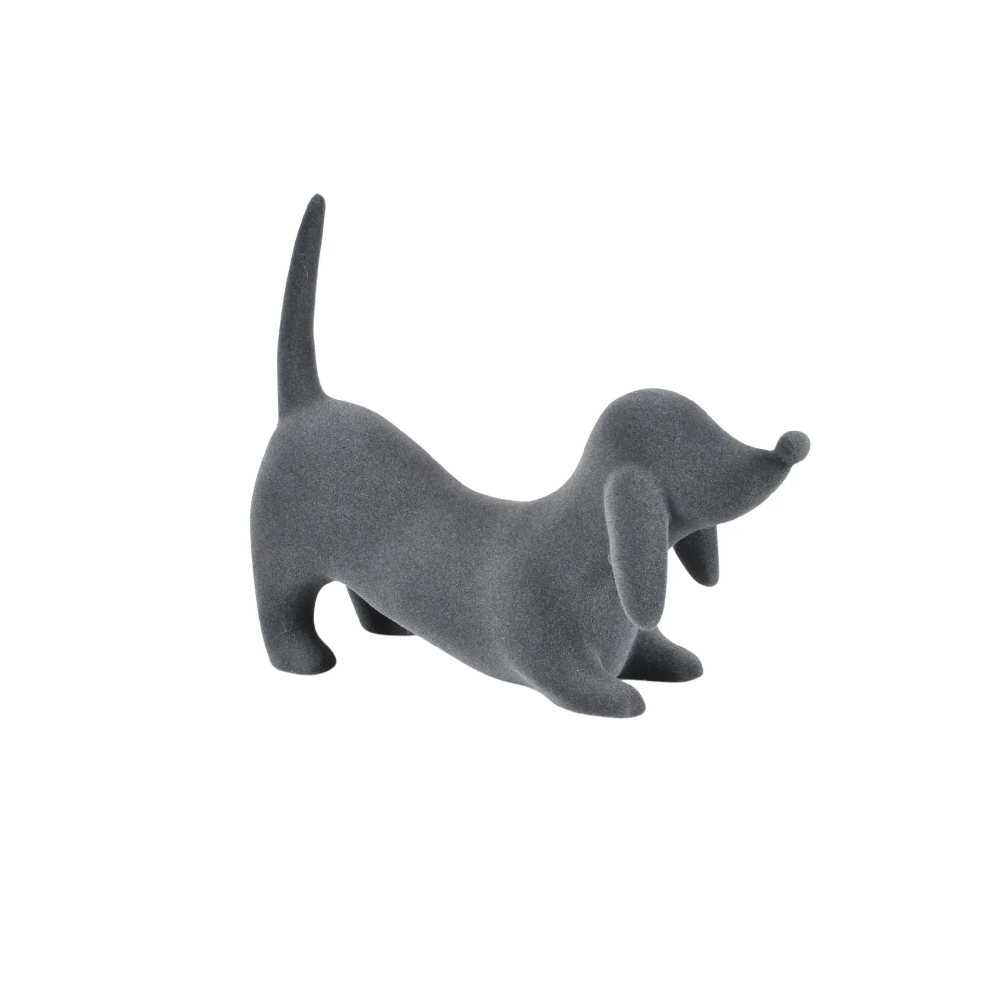 Tierfigur - Skulptur Samtige Hundefigur Canis Velours Élégance Grey
