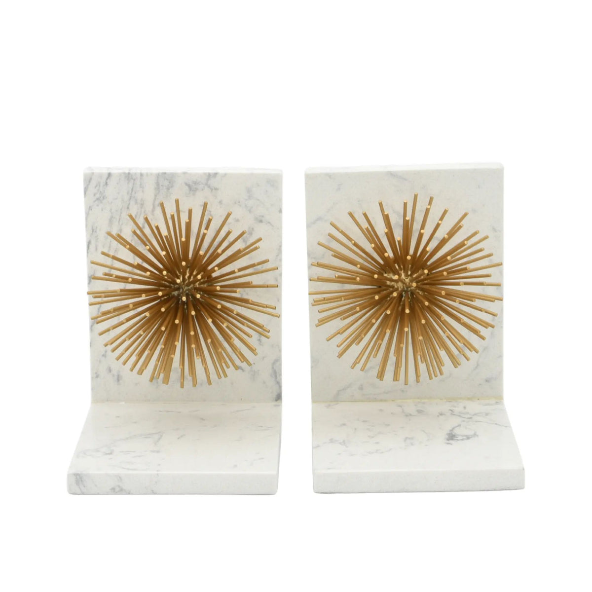 Buchstütze - mit goldenen Stacheln - Marmor Buchständer moderne Deko-Halterung mit Strahlen Sostegno