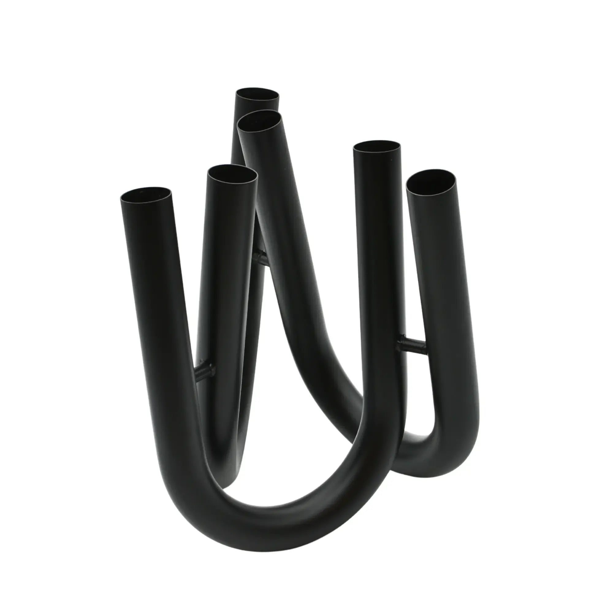 Edelstahlvase - U-Förmig - 6 Öffnungen Tischvase mit 3 Vasenarmen moderne Vaso Eterno Schwarz