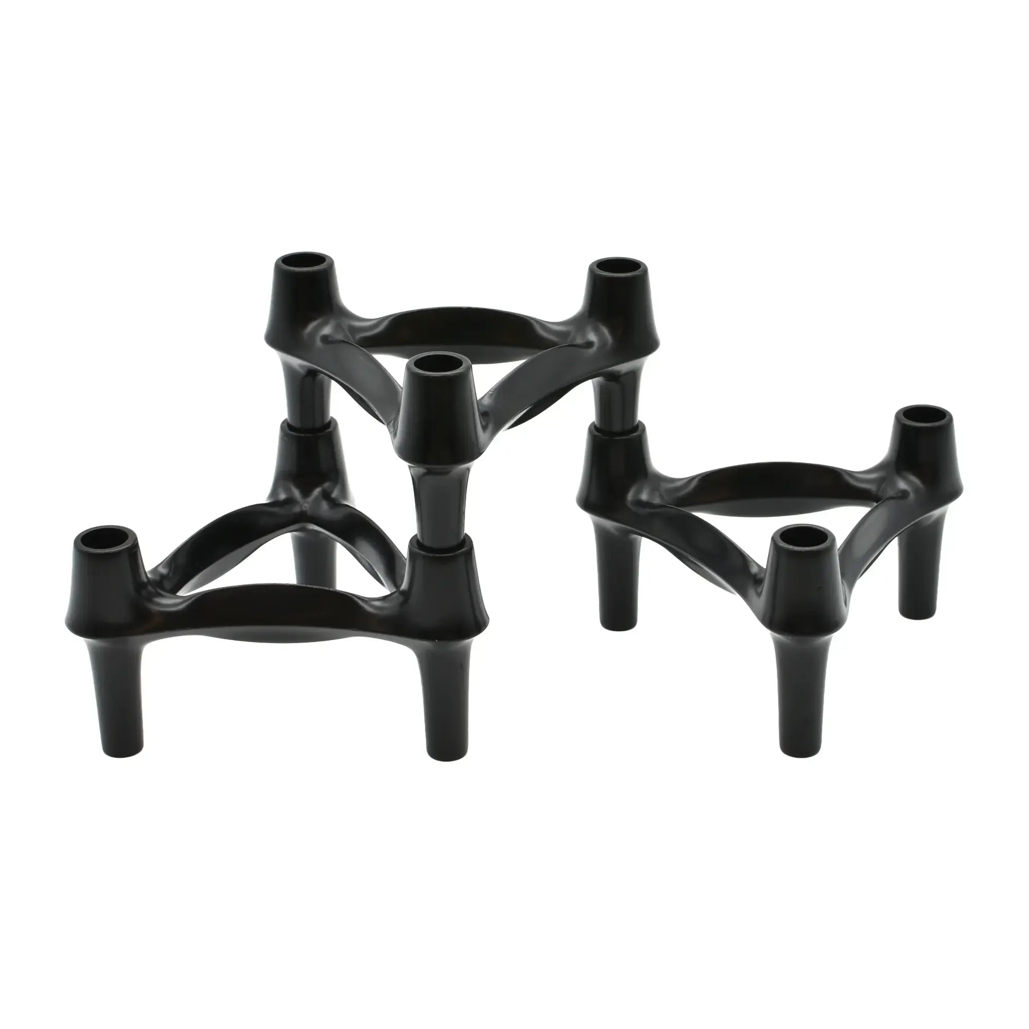 Kerzenständer - Modularer Kerzenhalter aus verchromtem Metallguss – BMF Nagel Design Trinitas Schwarz