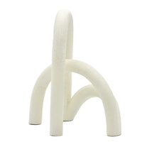 Dekoobjekt - Bogen-Figur – Mineralische Dekoskulptur Off‑White – Designobjekt Arcus