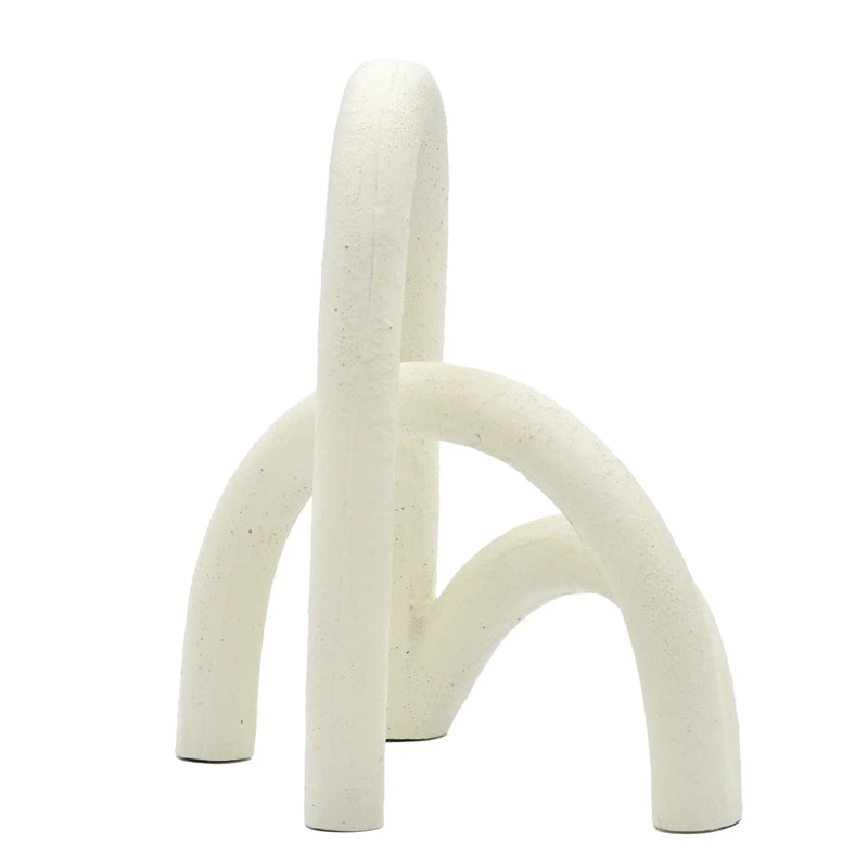 Dekoobjekt - Bogen-Figur – Mineralische Dekoskulptur Off‑White – Designobjekt Arcus