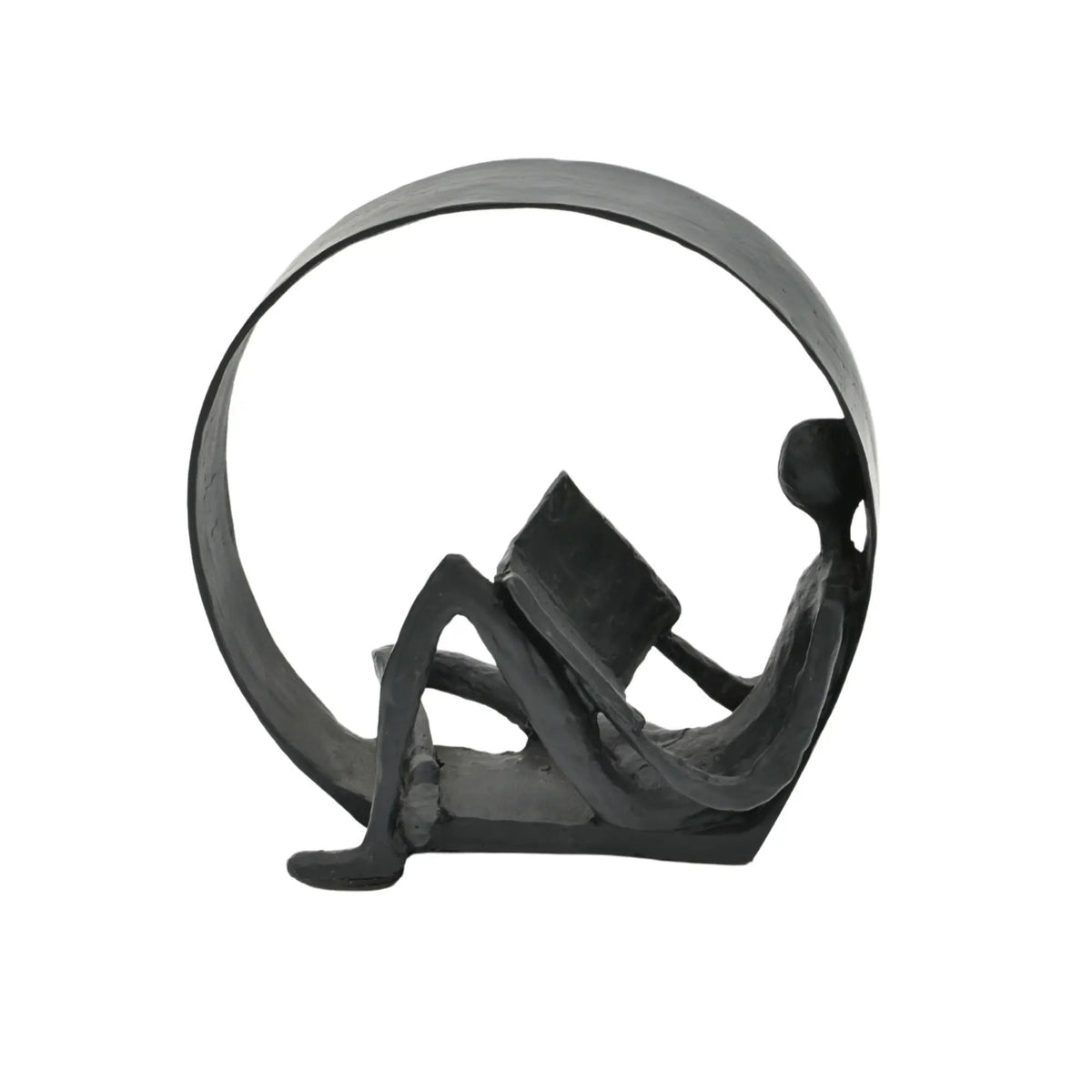 Dekofigur - Skulptur Puristische Kreisfigur Lesender im Ring Orbis Lectio