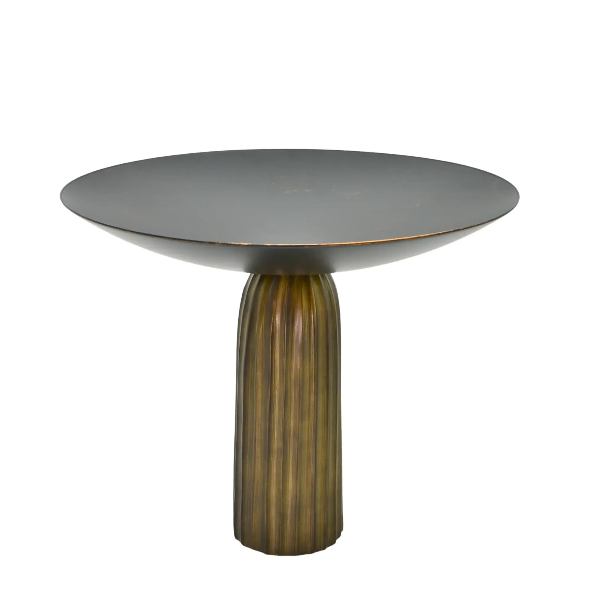 Runde-Schale - auf Relief Fuß - Edle Runde Obstschale Metallschale Kaktus