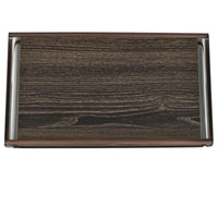 Serviertablett - rechteckig mit Holzgriffen - Holz-Edelstahltablett Deko-Tablett Holzmaserung Tray Perfecta