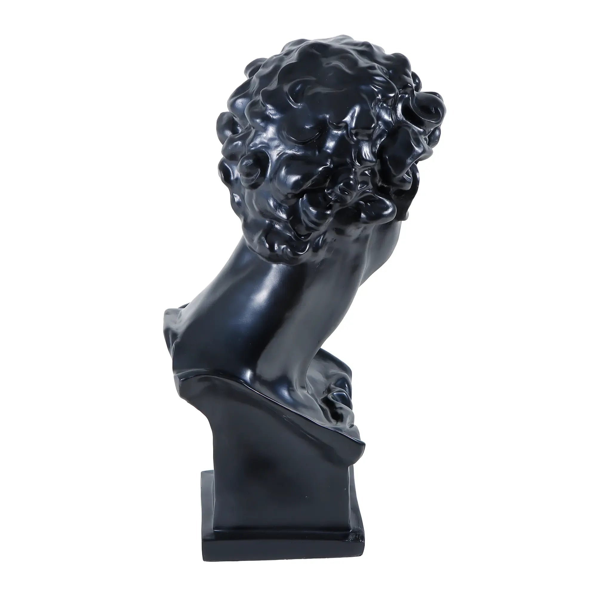 Dekobüste - Skulpturale Büste – Mattschwarz mit goldener Augenbinde – David-Interpretation Deko-Objekt Aurea Nan