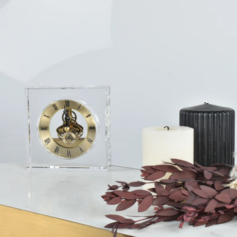 Deko-Tischuhr - klassisch - Standuhr transparent Kristalluhr Nobilis