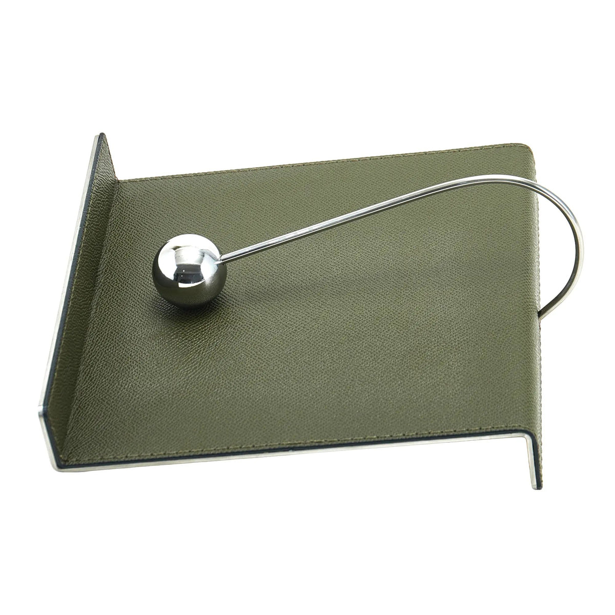 Serviettenhalter - Kunstleder Serviettenablage – Grün mit Edelstahl Kugelhalter – Design-Küchenaccessoire Equilibre
