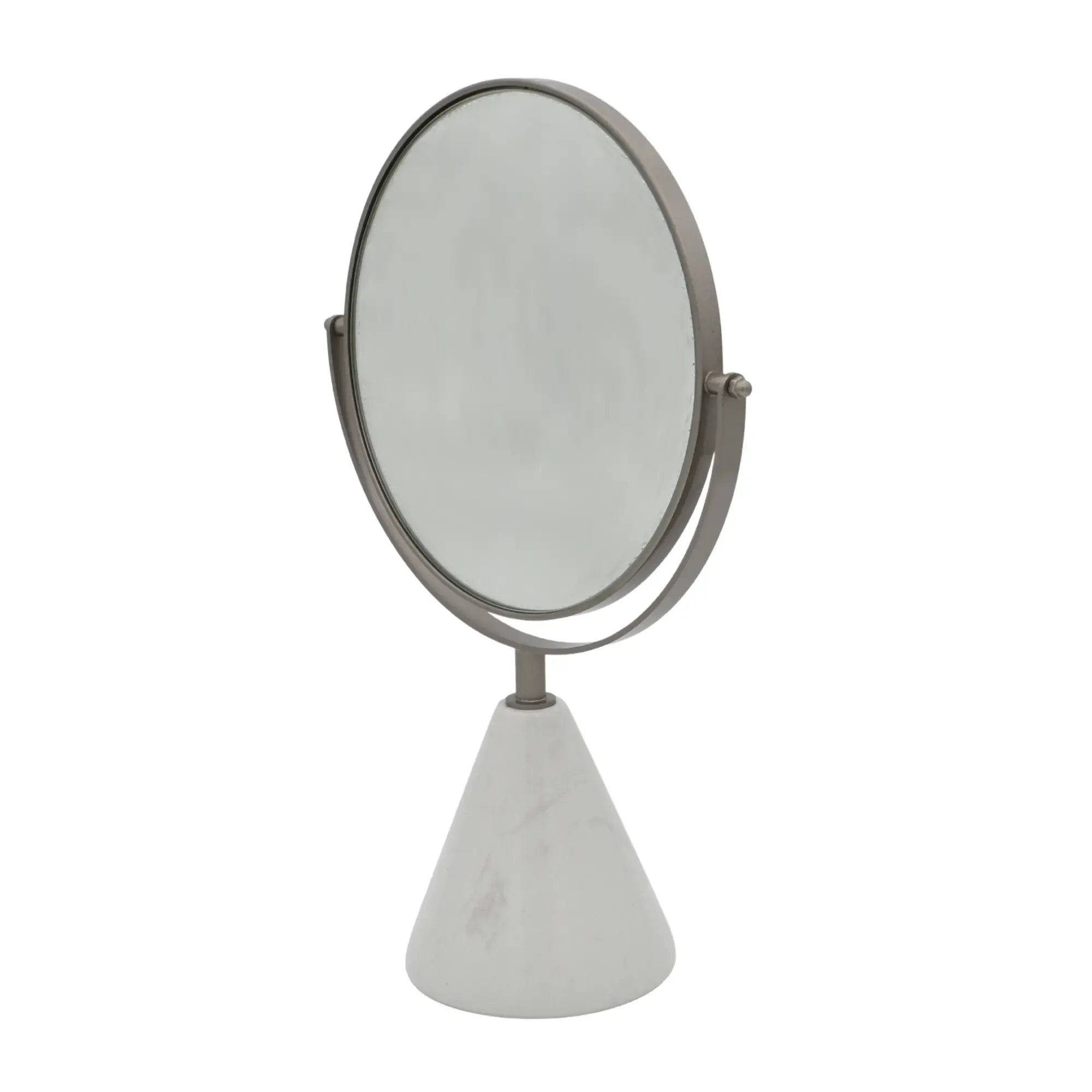 Kosmetikspiegel - drehbar auf Marmorfuß - Edles Schminkspiegel rundes Kosmetikspiegel Reflector Luxe Weiss