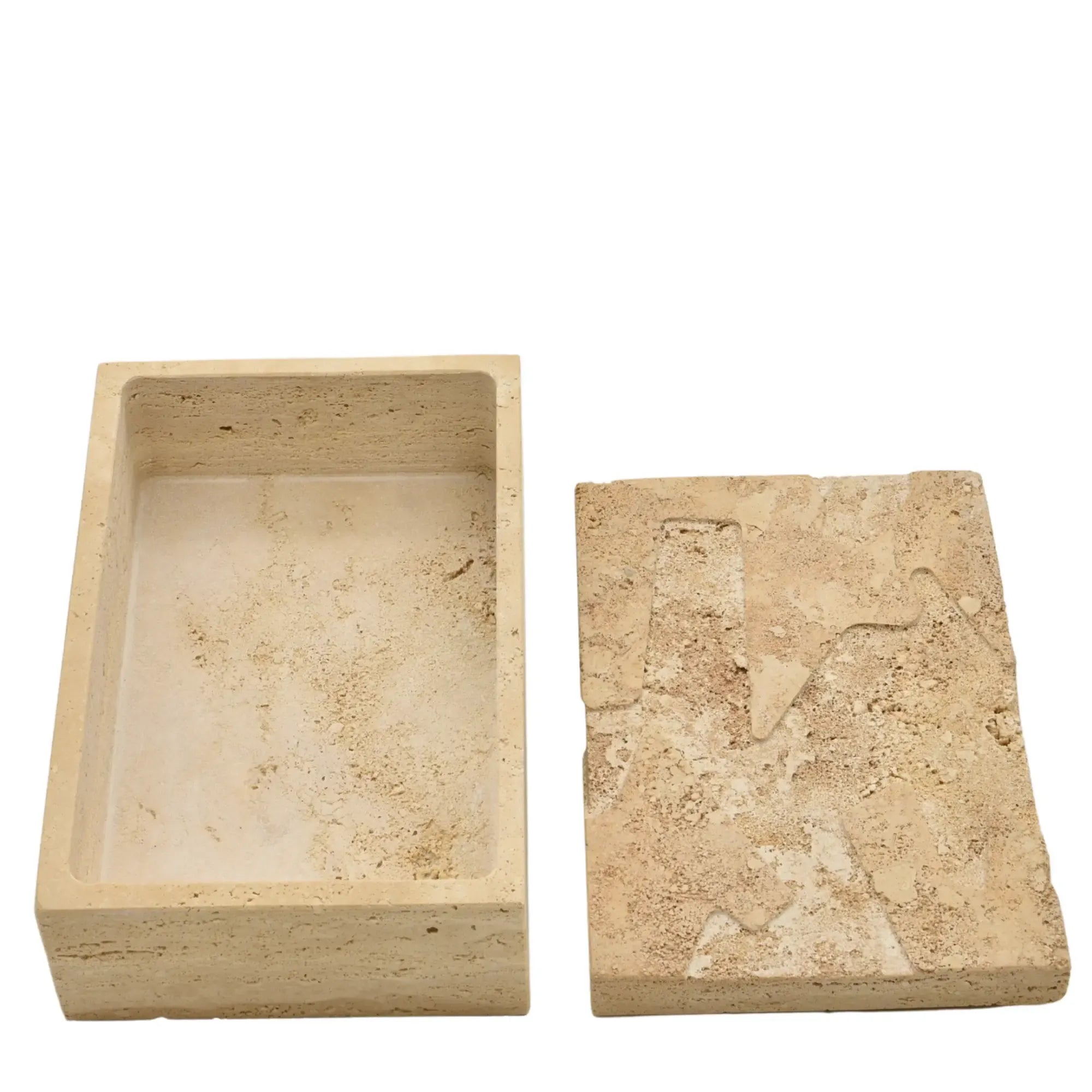 Aufbewahrungsbox - Schmuckdose aus Naturstein - Minimalistische Steinbox Boîte Travertin Épure Groß