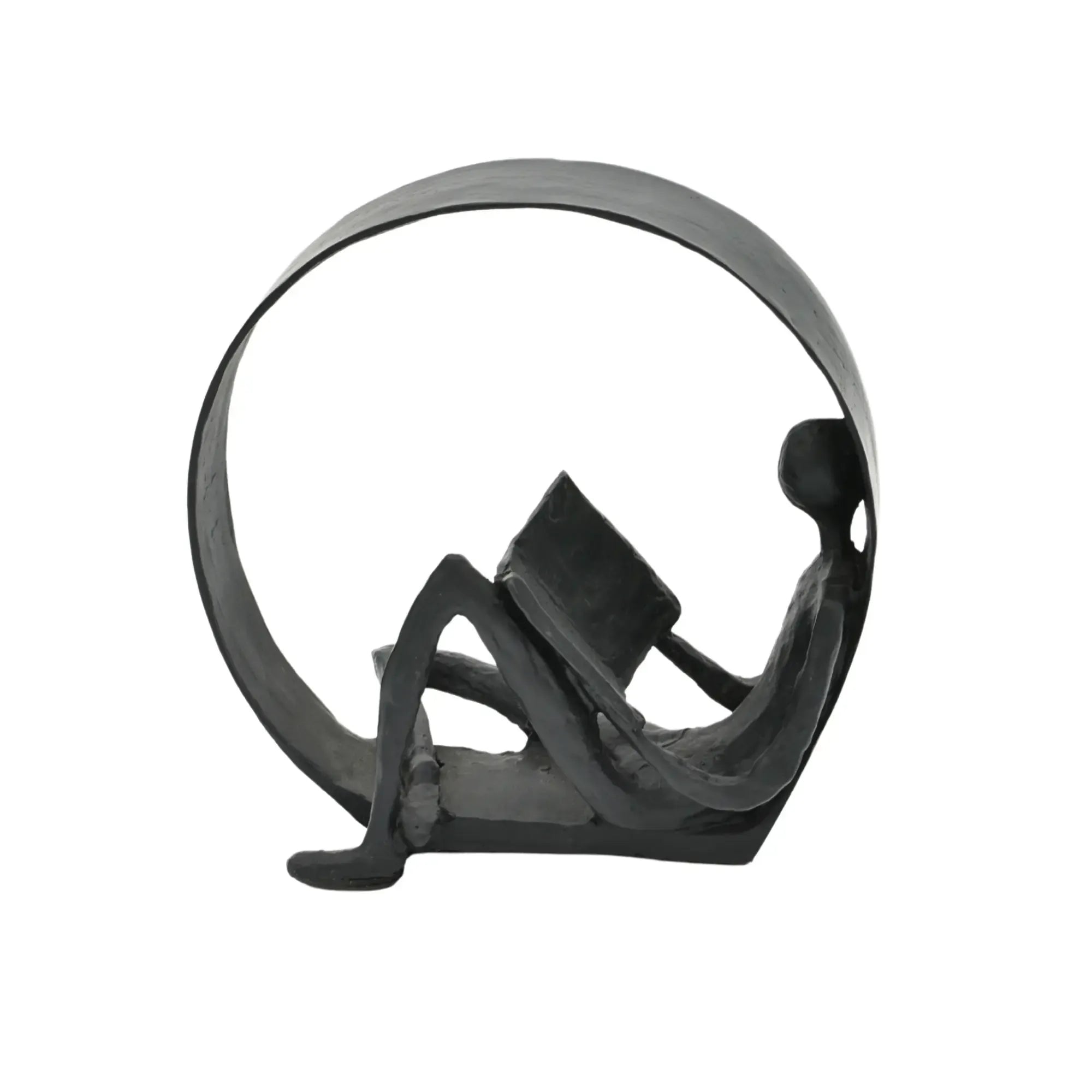 Dekofigur - Skulptur Puristische Kreisfigur Lesender im Ring Orbis Lectio Default Title