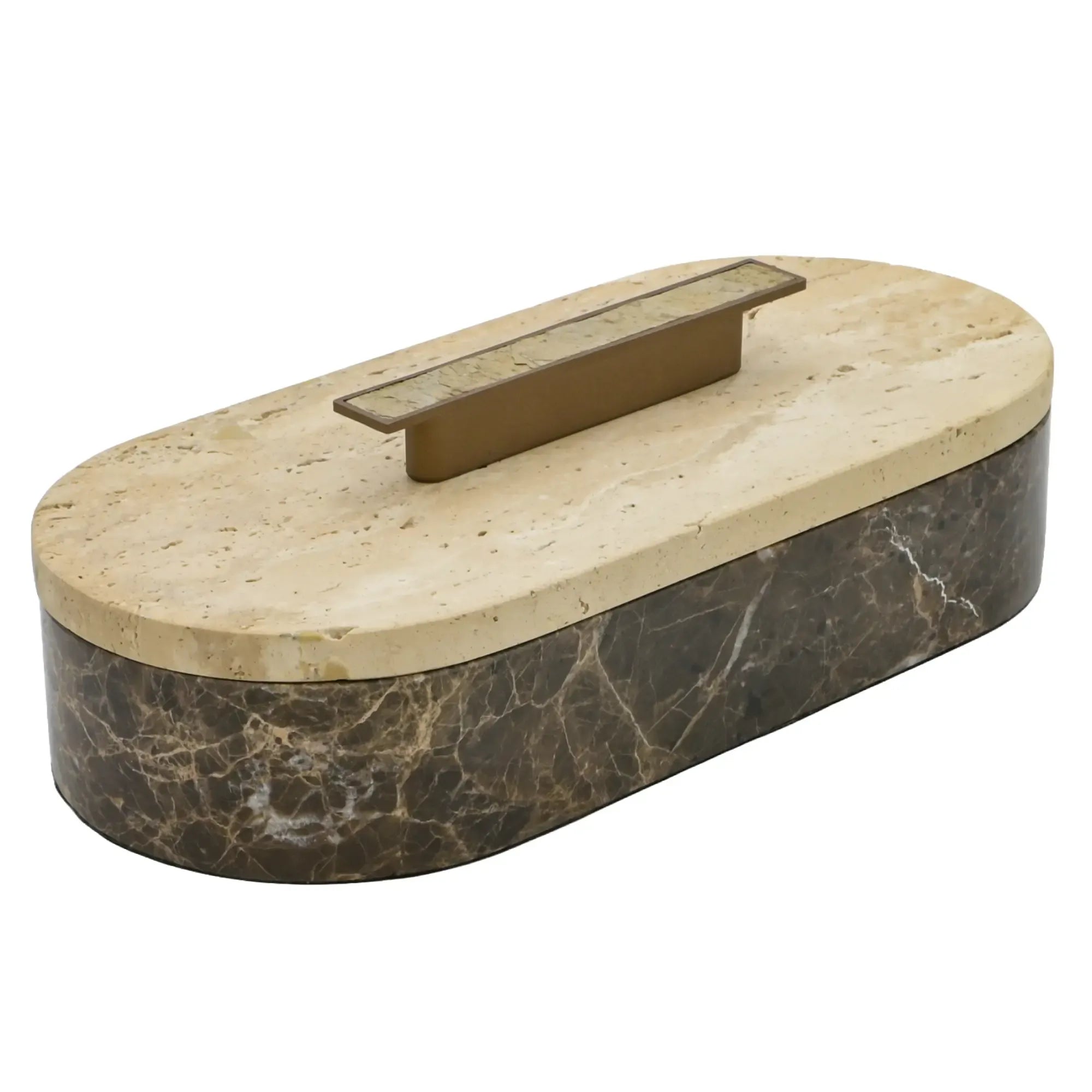 Marmordose - oval mit Deckel - Marmor-Schmuckkästchen schöne Box Roma Duo Groß