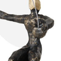 Dekofigur - sitzender Mensch - Sitzende Deko Menschfigur mit Glasscheibe Homme Éthéré