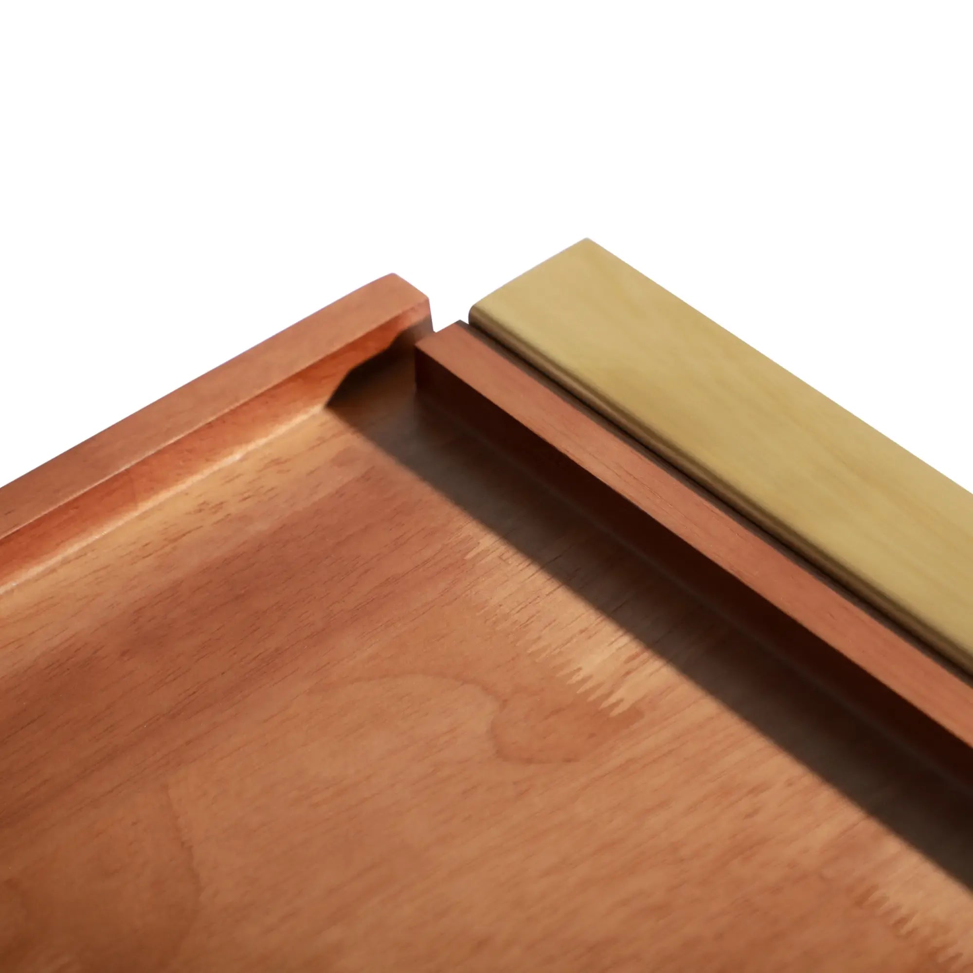 Serviertablett - Walnuss mit Goldgriffen - Edles deko Tablett rechteckiges Holztablett Plateau Doré