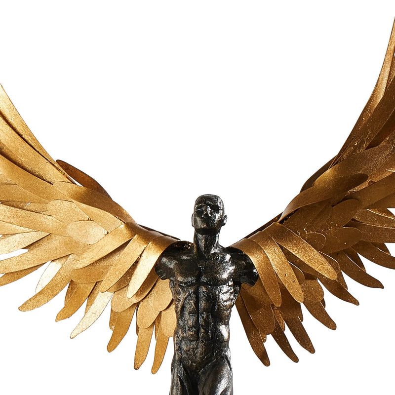 Dekoskulptur - mit Goldflügeln - Luxus Dekofigur Engel Deko-Skulptur Eterna Flügel
