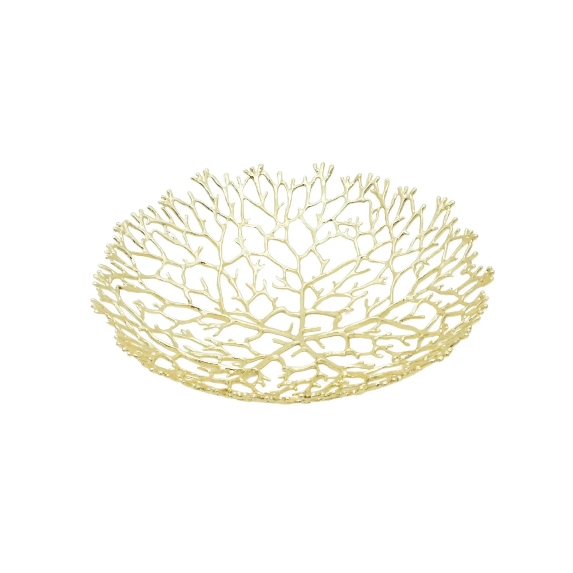 Obstschale - Korallenoptik - Edle Runde-Schale Design-Fruchschale Corallo Bowl Groß Gold