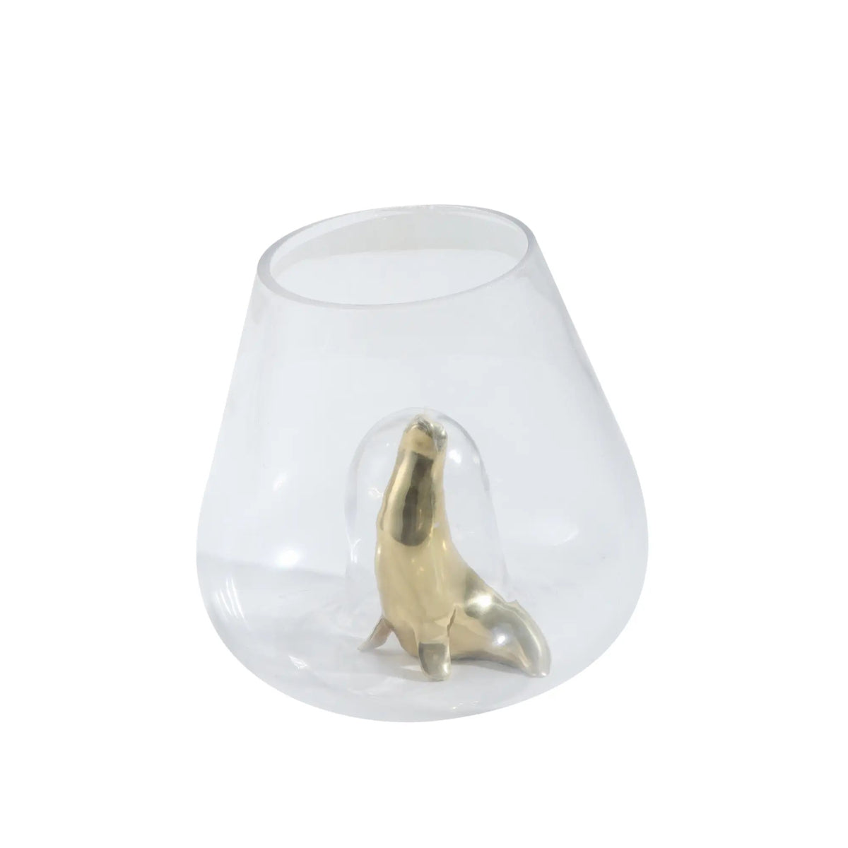 Glasvase - für Dekoration - Glas Gefäss, Runde große Deko Vase Sea Lion